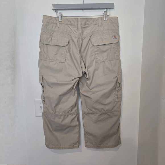 Carhartt Women’s Cropped Cargo Pants Size 12 Ripstop Khaki Relaxed Fit Utility - Picture 5 of 8